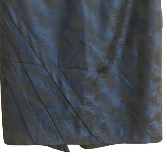 Ann Taylor Skirt Formal Metallic Asymmetrical Pleated Straight Skirt Blue Sz 4 - Picture 2 of 8